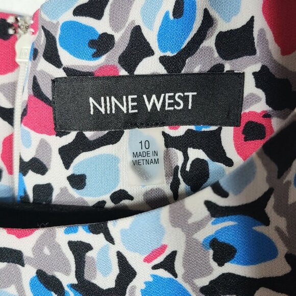 Nine West Womens Abstract Peplum Sleeveless Tank Top Size 10 Career Summer Boho - Picture 5 of 11